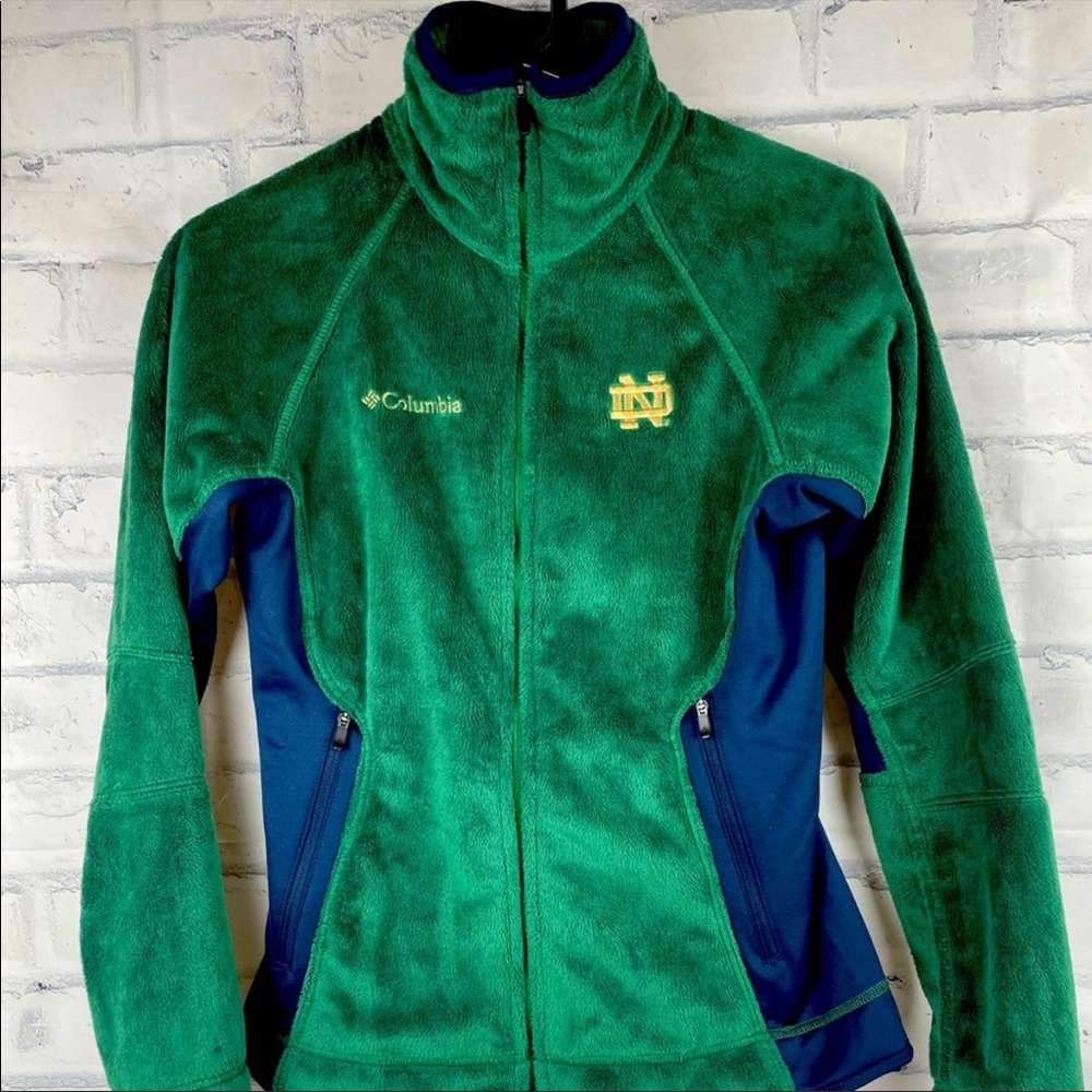 COLUMBIA Fleece Athletic Green NOTE DAME Jacket
Size XS